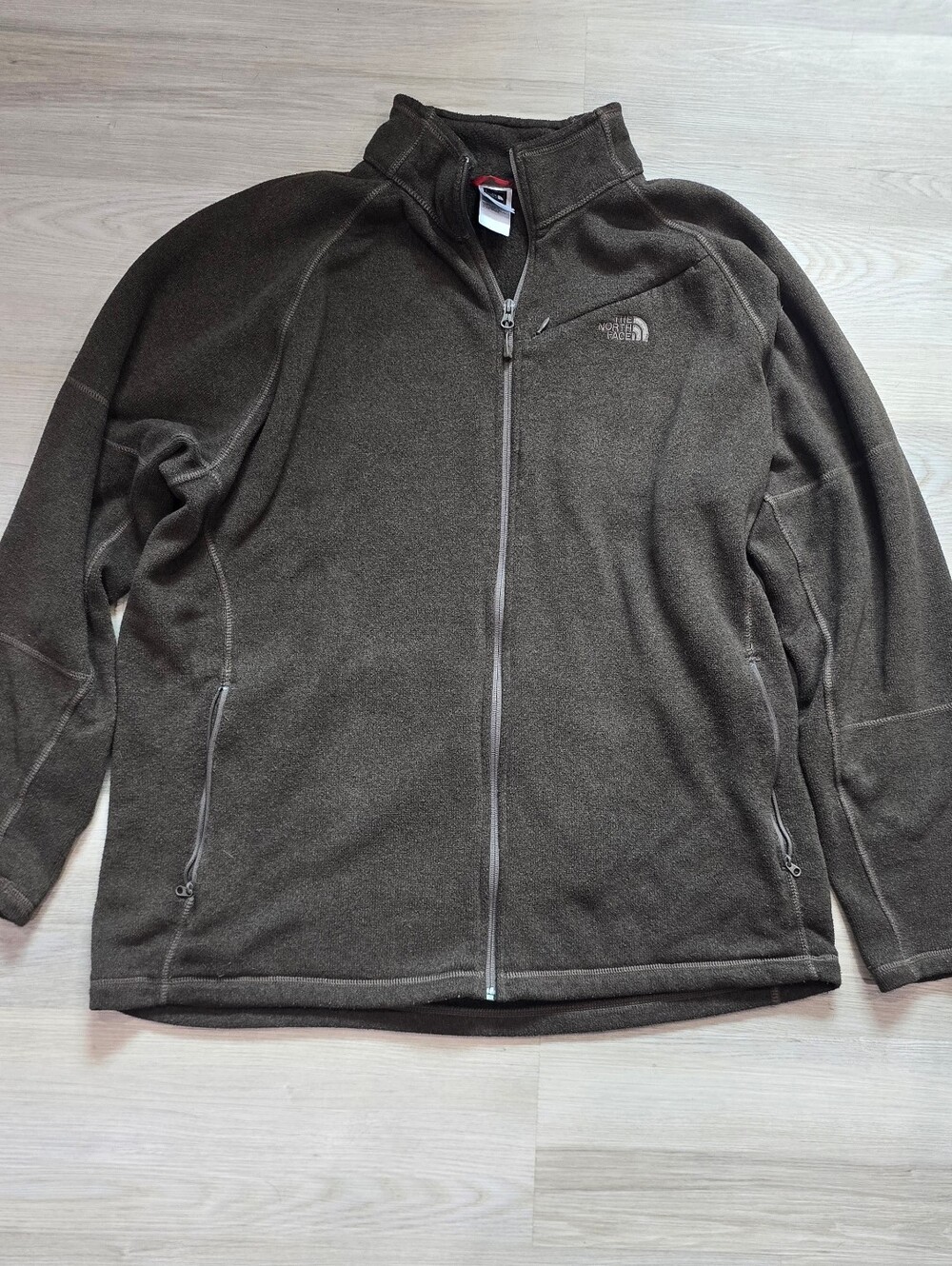 The North Face Brown KNIT Full Zip Fleece Lined Sweater Jacket Mens Size XXL